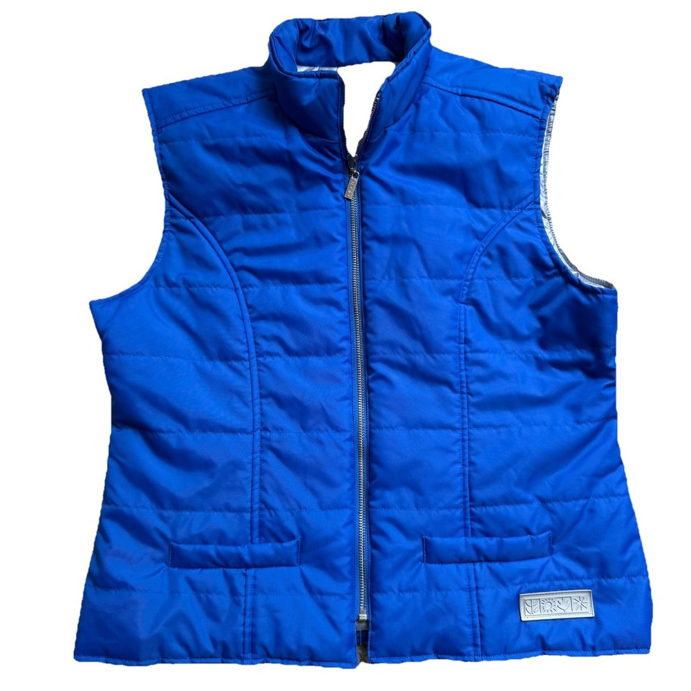 TALBOTS Outerwear Quilted Vest Full Zip Blue Shallow Pockets Size Medium